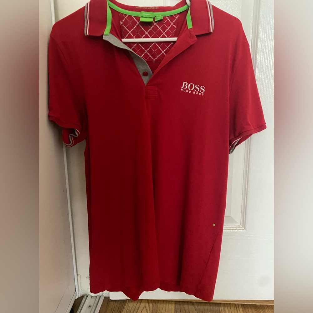 Boss Red and Gray Polo Shirt